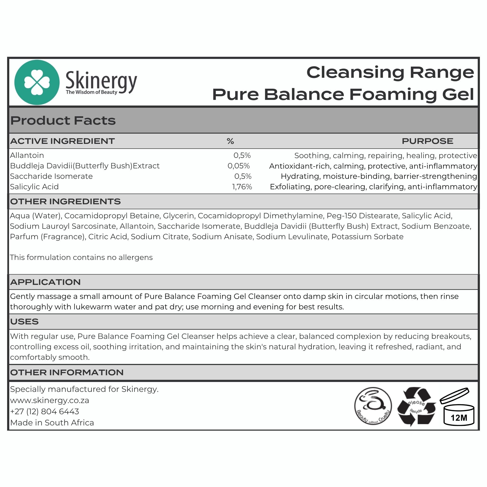 洗顔料 C P Balancing Gel Cleanser & Powder Wash Pure Balance Foaming Gel Cleanser – Skinergy
