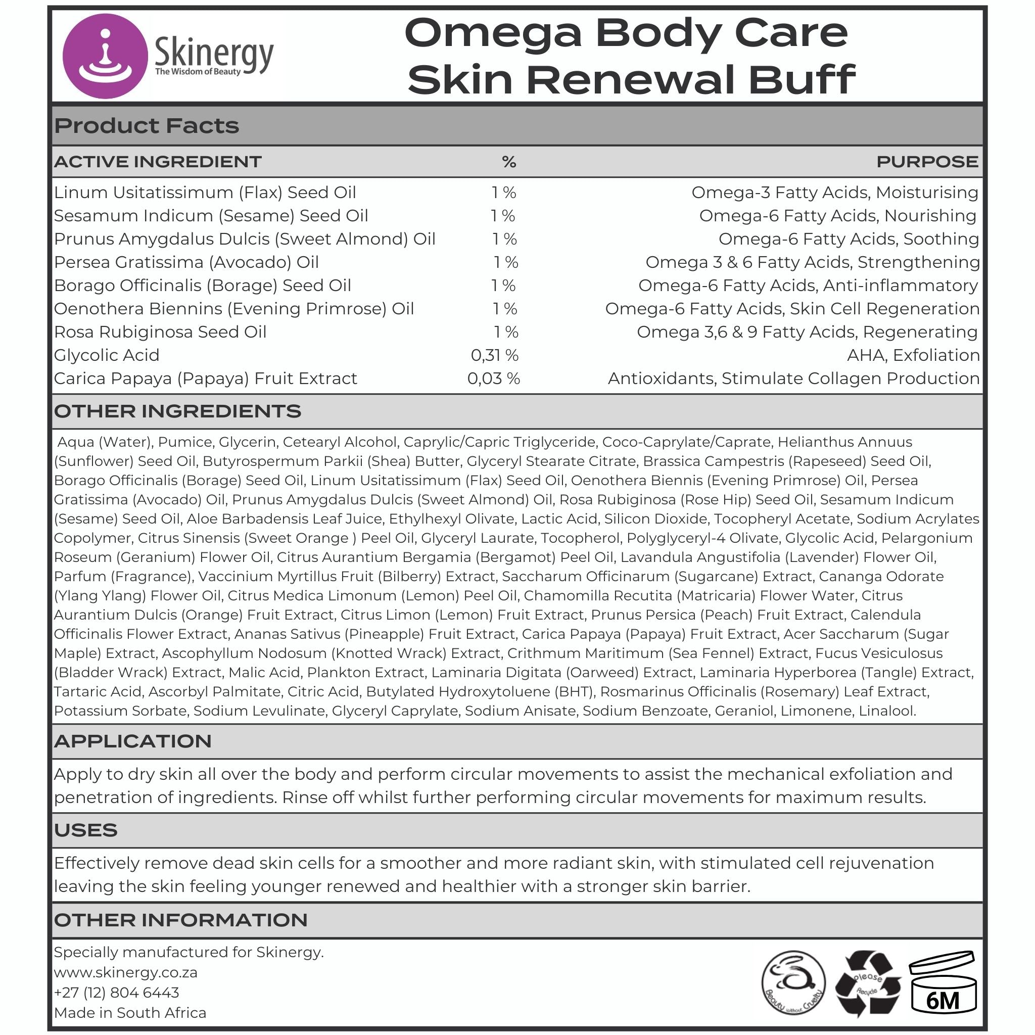 Omega Body Care Skin Renewal Buff