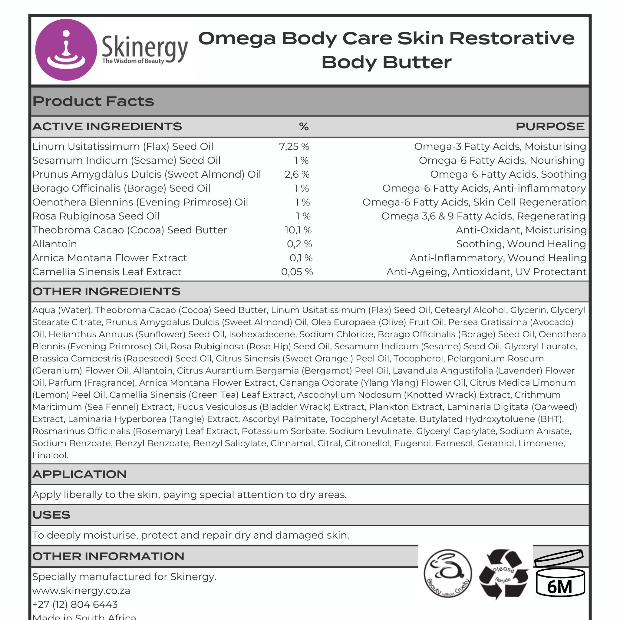 Omega Body Care Skin Restorative Body Butter