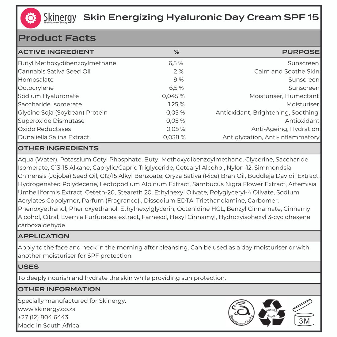 Anti-Pollution Skin Energizing Hyaluronic Day Cream SPF 15