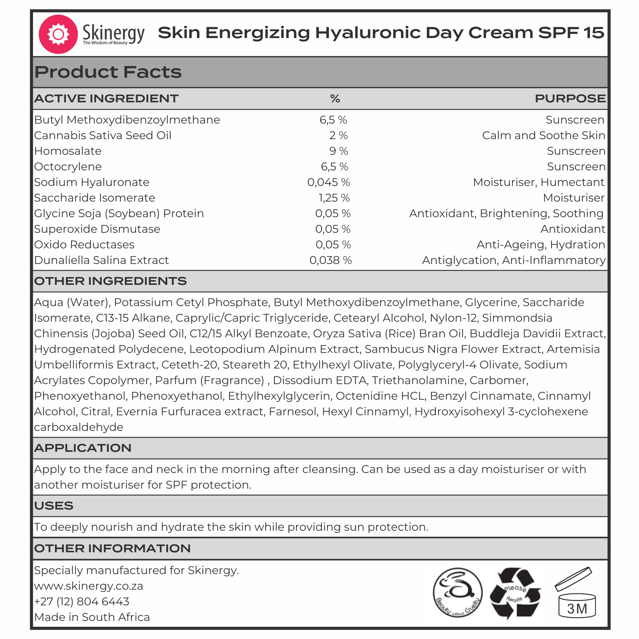 Anti-Pollution Skin Energizing Hyaluronic Day Cream SPF 15