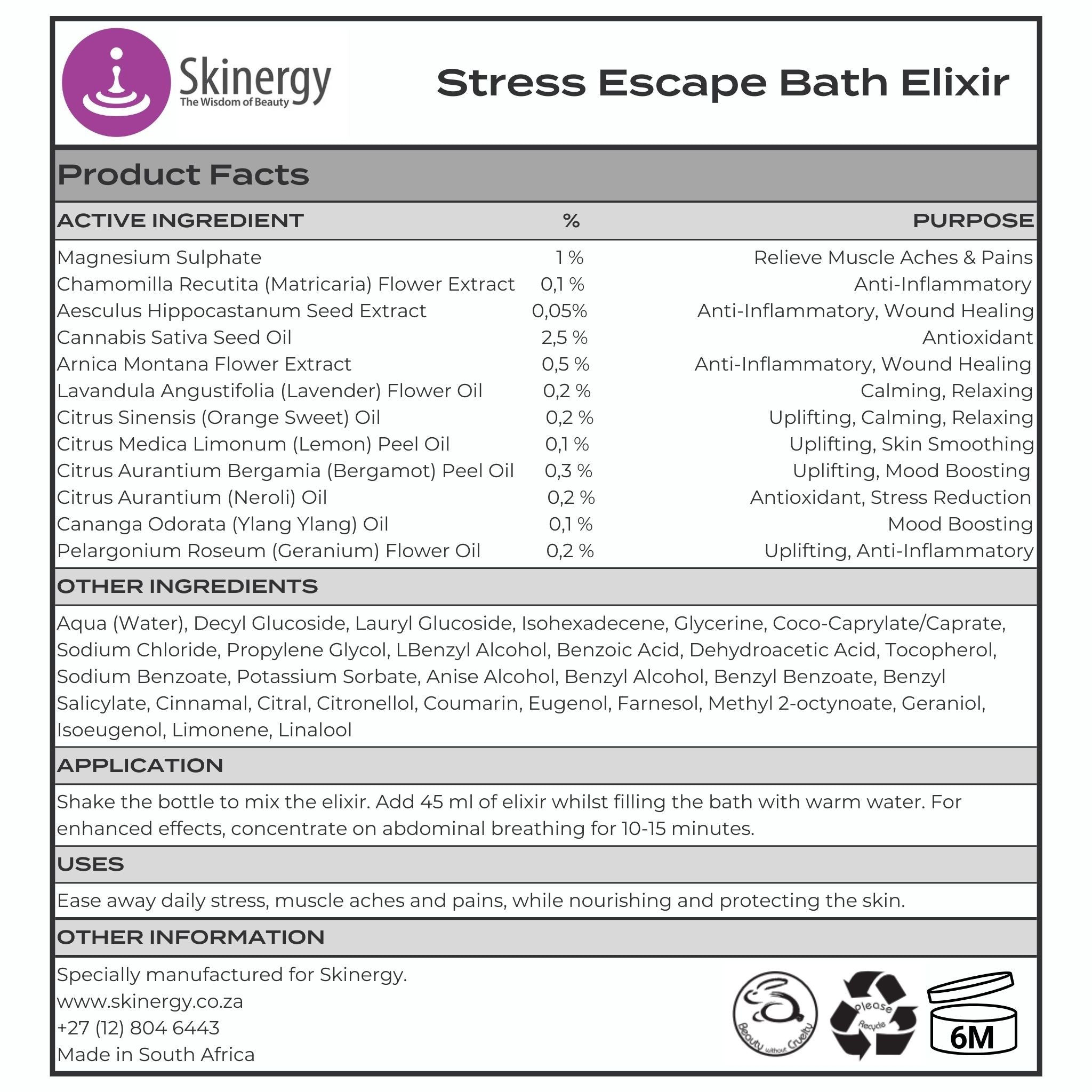 Body Care Stress Escape Bath Elixir